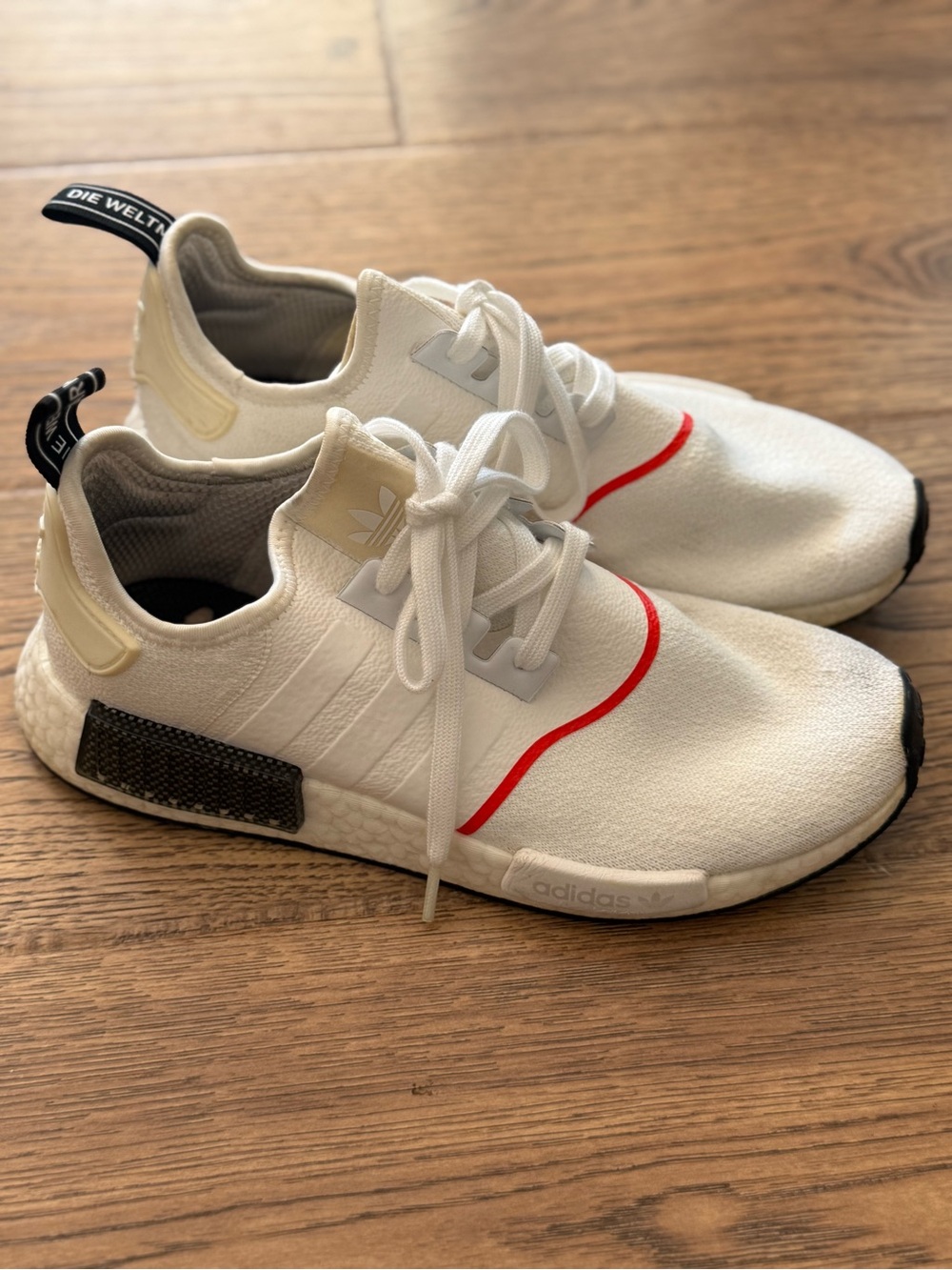 adidas NMD_R1 White Solar Red Sz 10
